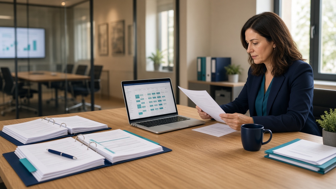 Quality specialists reviewing clinical trial files